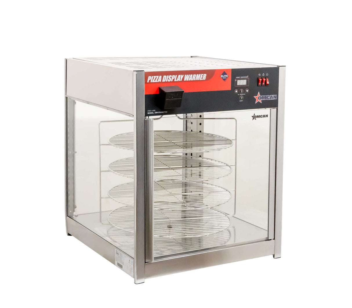 Omcan 41468 - 4-Tier Pizza Display Warmer, Self-Service, holds up to 18" pizza - 110 V, 1500 W