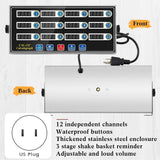 Commercial Cooking Timer with Loud Alarm, Large LCD Display, 12-Channel Digital Kitchen Timer for Restaurants