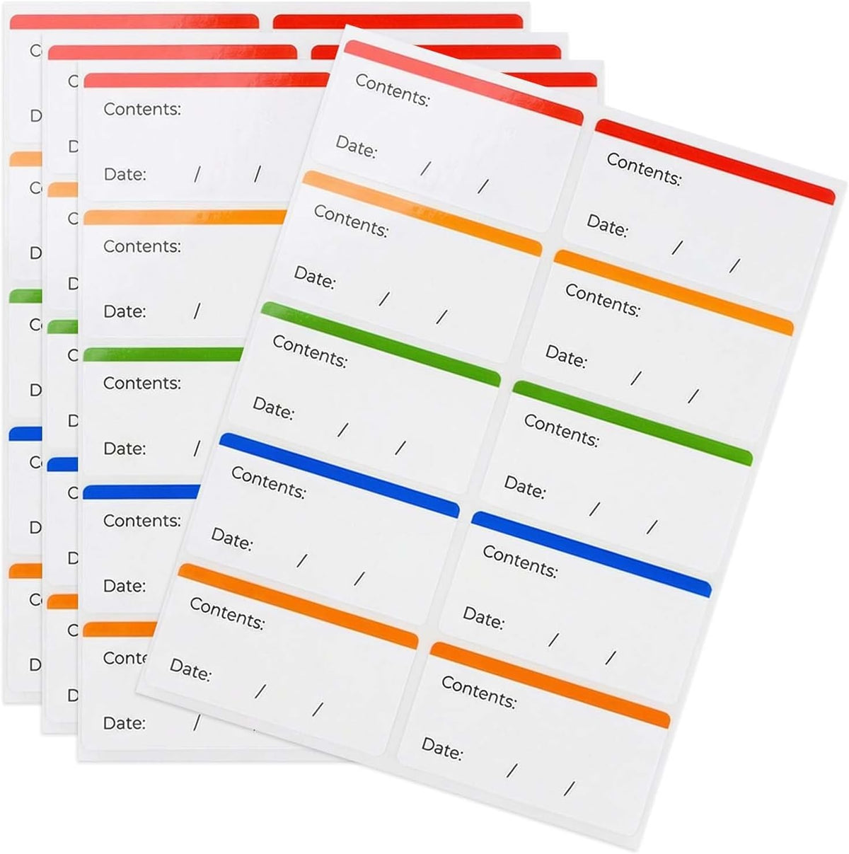300 Pcs Freezer Food Labels on Roll - 30x60mm Self-Adhesive, Removable Kitchen Date Labels for Storage Containers - Record Food Safely with Date, Time, Use By, and Init (Colorful)