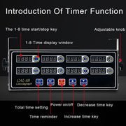 Kitchen Timers for Cooking, 8 Channel Commercial Kitchen Timer Restaurant Digital Timer Clock Stainless Steel LED Timer with Reminder Function Loud Alarm Adjustable Volume