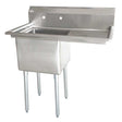 Omcan 43762 - 18 x 18 x 11 One Tub Sink with 3 5 Center Drain and Right Drain Board
