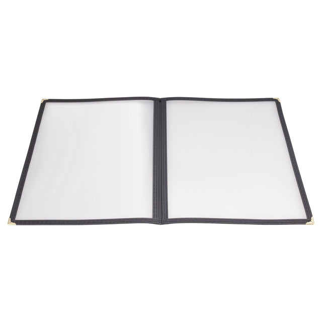 Winco PMCD-9K - Book-Fold Double Panel Menu Cover - Black, 9-3/8 x 12-1/8