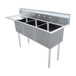 Omcan 43786 - 24" x 24" x 14" Three Tub Sink with 3.5" Center Drain and Left Drainboard