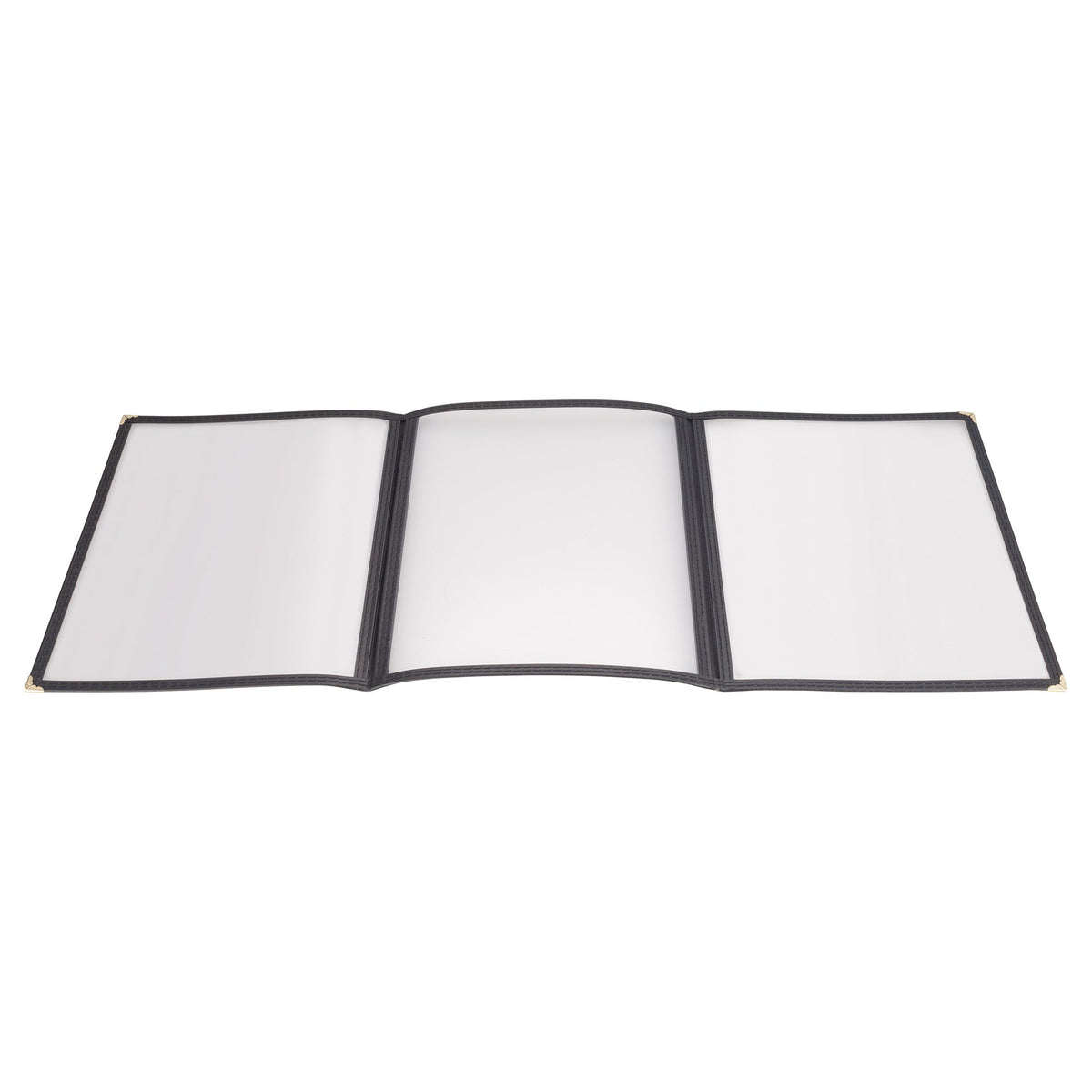 Winco PMCT-9K - Tri-Fold Triple Panel Menu Cover, 9-1/2" x 12-1/8" - Black