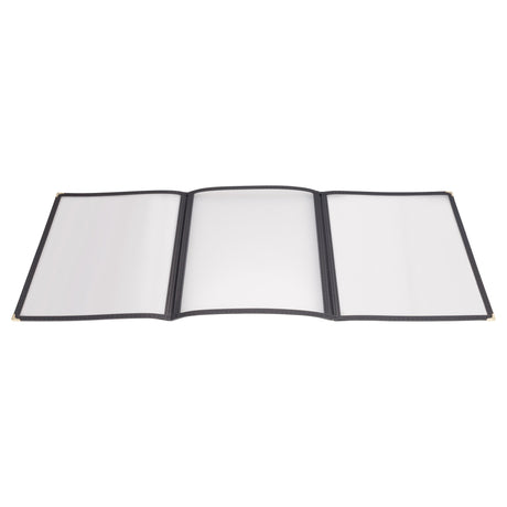 Winco PMCT-9K - Tri-Fold Triple Panel Menu Cover, 9-1/2" x 12-1/8" - Black
