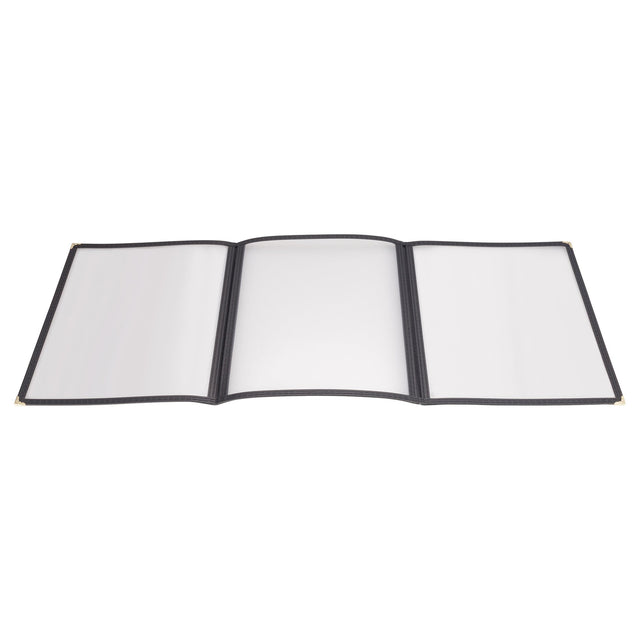 Winco PMCT-9K - Tri-Fold Triple Panel Menu Cover, 9-1/2" x 12-1/8" - Black
