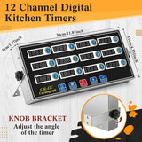 Commercial Cooking Timer with Loud Alarm, Large LCD Display, 12-Channel Digital Kitchen Timer for Restaurants