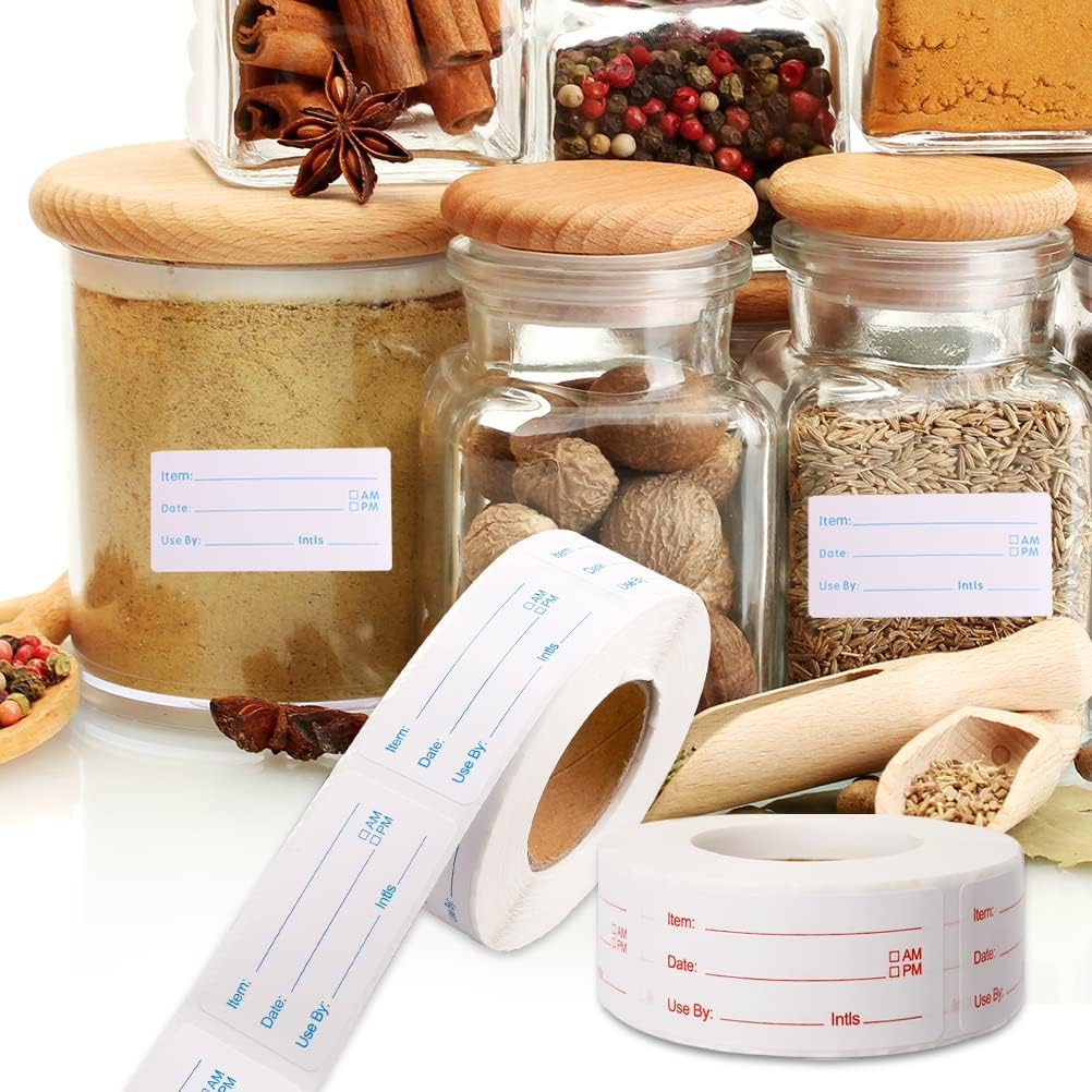 2 Rolls Freezer Labels, 1000 Removable Food Storage Stickers, 1 x 2 Inch