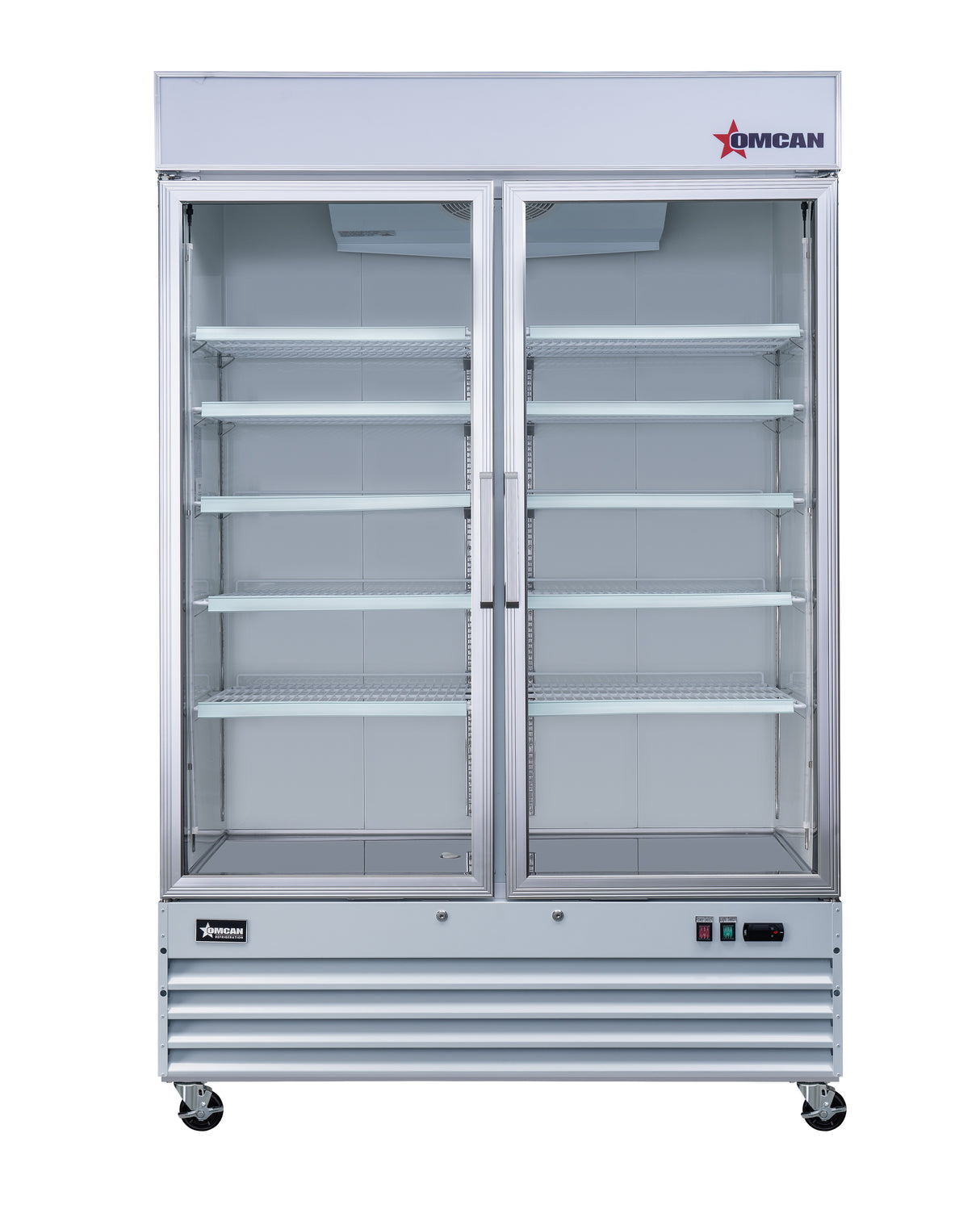 Omcan 52032 - 53" Two Glass Door Display Refrigerator, Swing Doors, 45 cu.ft. (1270 L), White