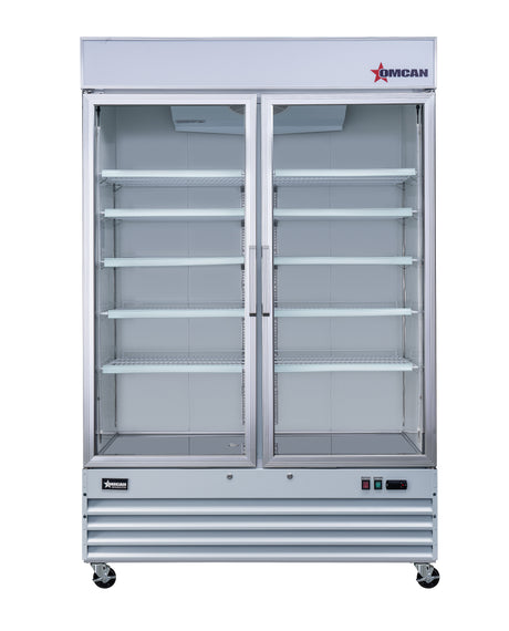 Omcan 52032 - 53" Two Glass Door Display Refrigerator, Swing Doors, 45 cu.ft. (1270 L), White
