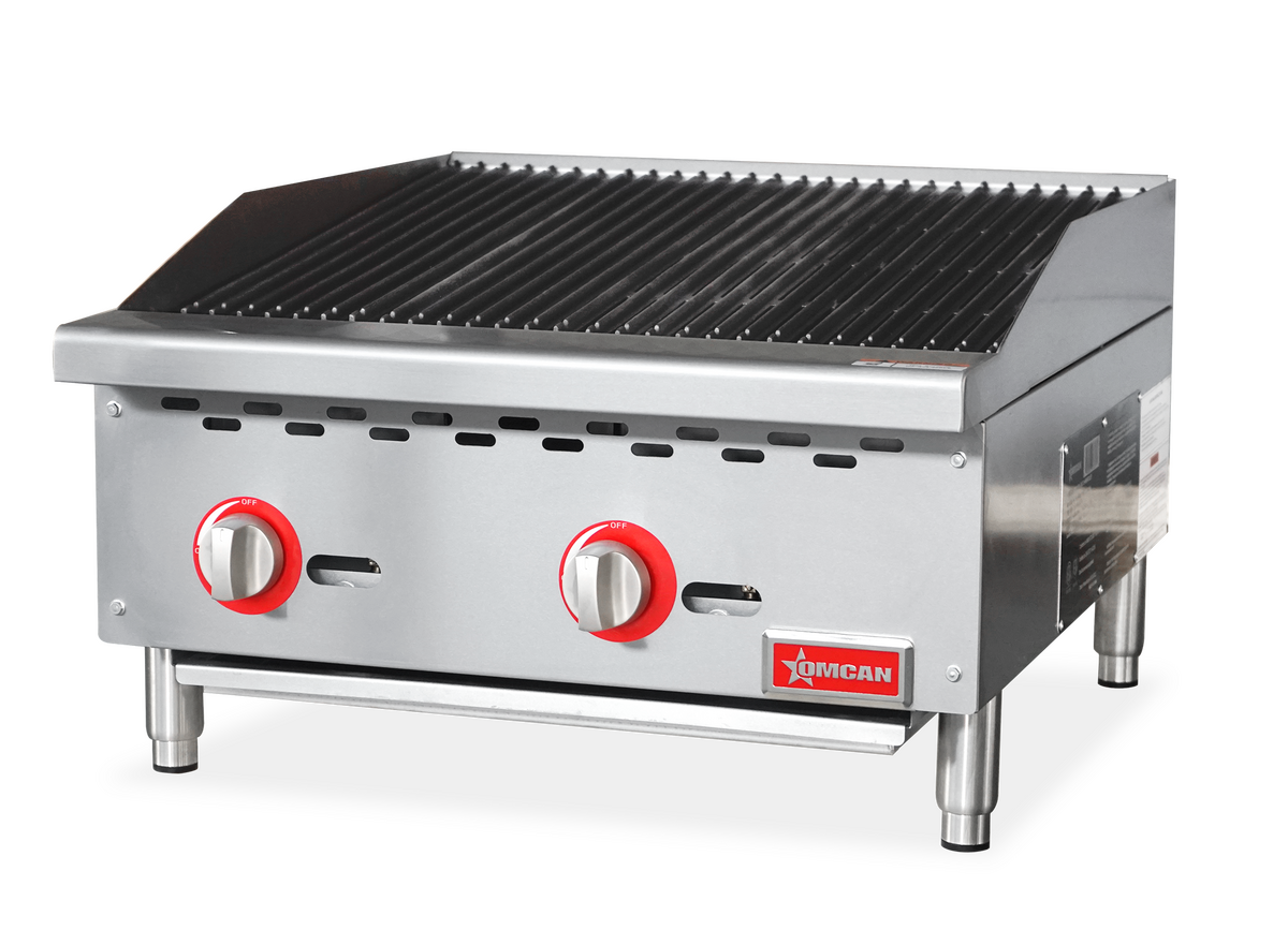 Omcan 24″ Radiant Gas Charbroiler, 2 burners, 70000 BTU