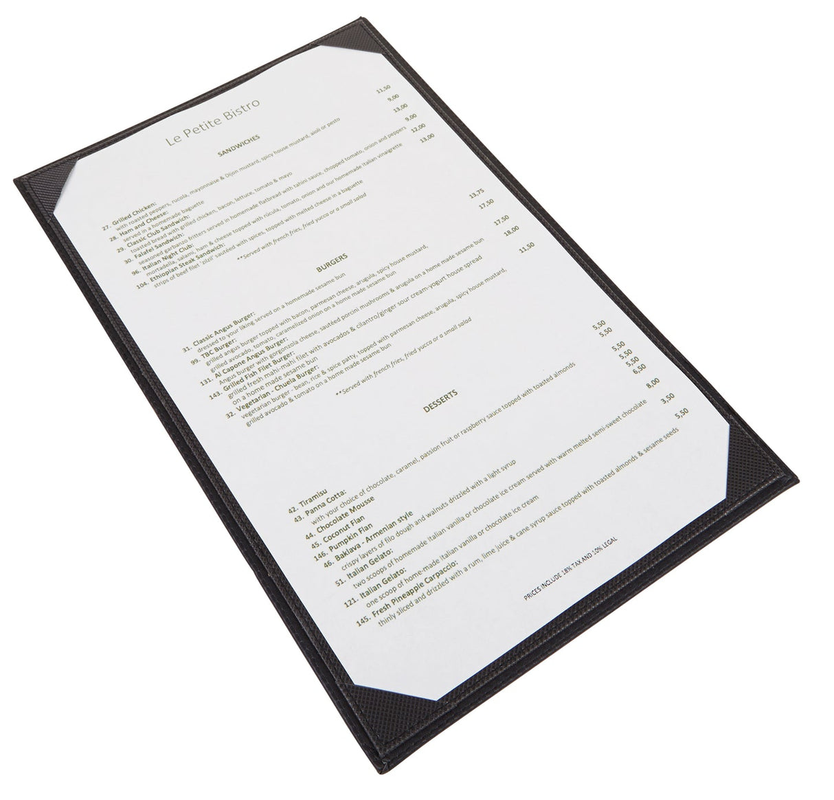 Winco LMS-814BK - Single-View Menu Cover - Black, 8-1/2" x 14"