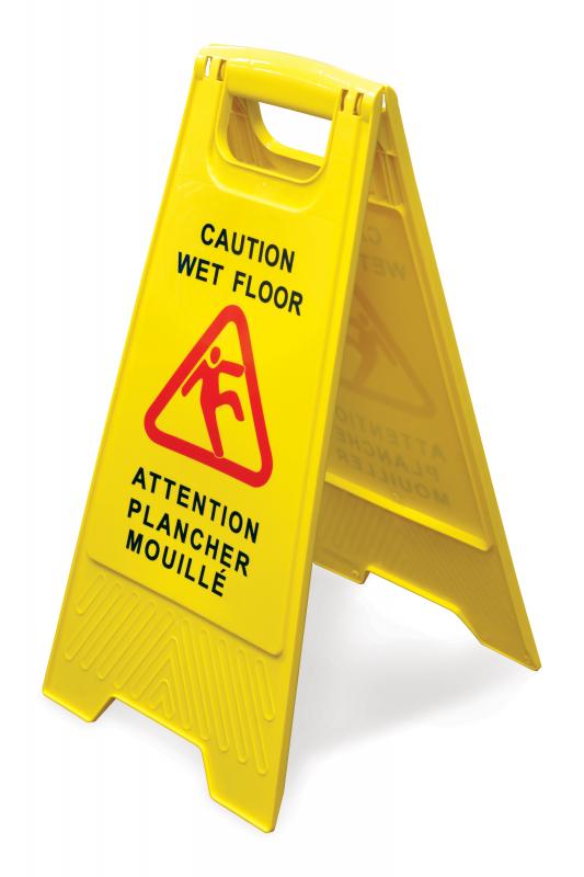 Omcan Yellow Plastic Wet Floor Caution Sign- English/French