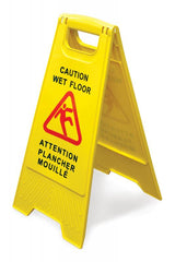 Omcan Yellow Plastic Wet Floor Caution Sign- English/French