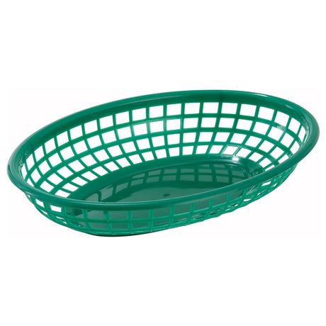 Winco PFB-10G - Oval Fast Food Basket, 9-1/2" x 5" x 2" - Green