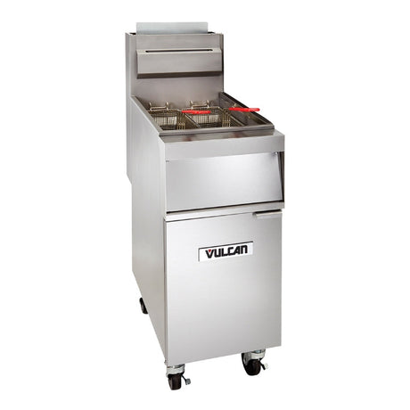 Vulcan 1GR35M 35 Lb High Efficiency Floor Tube Fired Natural Gas Fryer - VRS Restaurant Equipment & Supply Store