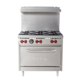 Vulcan SX Series Stainless Steel 36 In. Gas Restaurant Range | 6-28,000 BTU Burners with Standard Oven - SX36-6B