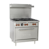 Vulcan SX Series Stainless Steel 36 In. Gas Restaurant Range | 6-28,000 BTU Burners with Standard Oven - SX36-6B