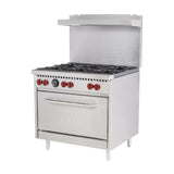 Vulcan SX Series Stainless Steel 36 In. Gas Restaurant Range | 6-28,000 BTU Burners With Standard Oven - SX36-6B