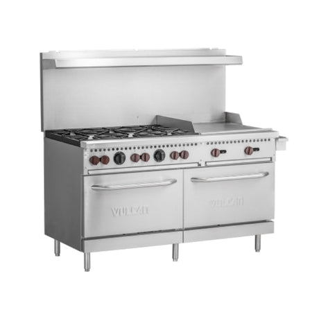 Vulcan SX Series Stainless Steel 60" Gas Range 6-28,000 BTU Burners 24" Griddle and Standard Oven - SX60F-6B24G