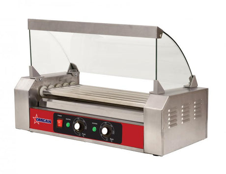 Omcan 44153 - Glass Sneeze Guard for Hot Dog Roller with 7 Rollers