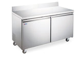 Omcan 60″ Two Door Worktop Refrigerator with Backsplash, 15 cu.ft. (425 Liter) Capacity