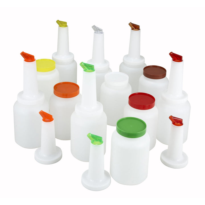 Winco PPB-2MX - 2qt Liquor/Juice Pour Bottle, 12 pcs/cs, 2 of Each Color