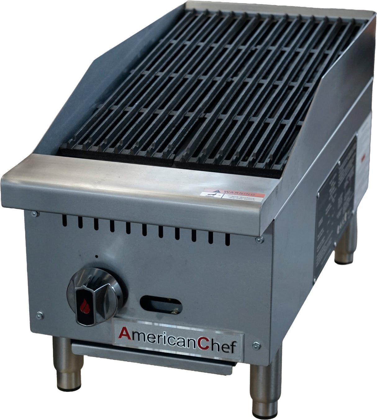 American Chef ACCB-12 - Counter Top 12" radiant Charbroiler, standard U-shape burners, natural gas