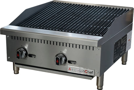 American Chef ACCB-24 - Counter Top 24" radiant Charbroiler, standard U-shape burners, natural gas
