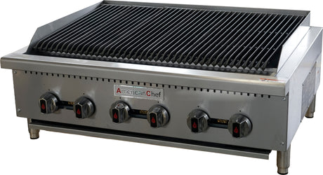 American Chef ACCB-36H - Counter Top 36" radiant Charbroiler Gas Heavy Duty, Cast Iron Burner ( Straight Burner ) NOT U-Shape, natural gas