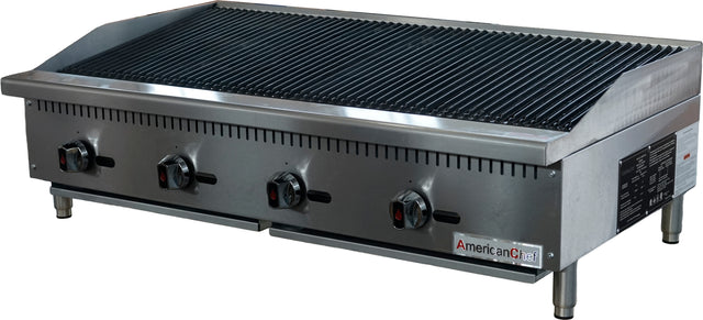 American Chef ACCB-48 - Counter Top 48" radiant Charbroiler, standard U-shape burners, natural gas