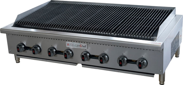 American Chef ACCB-48H - Counter Top 48" radiant Charbroiler Gas Heavy Duty, Cast Iron Burner ( Straight Burner ) NOT U-Shape, natural gas