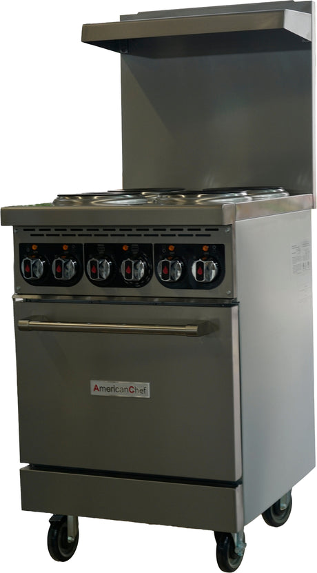 American Chef ACER24-4B - 24" 4 Burner Electric Range with Standard Oven, 208V, with casters
