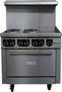 American Chef ACER36-4B12G - 36" 4 Burner ElectricRange / 12" Griddle with Standard Oven, 208V, with casters