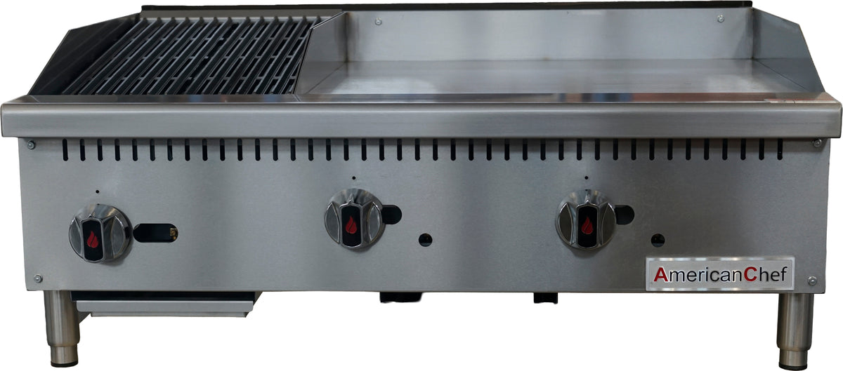 American Chef ACGC36-12C24G - Gas Charbroiler 12" / Griddle 24", natural gas