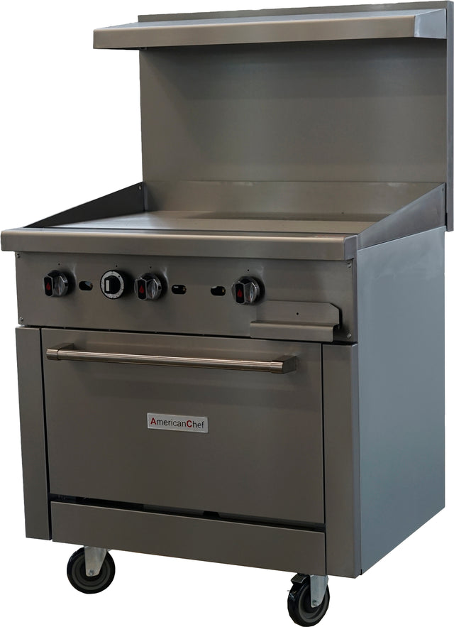 American Chef ACGR36-36G - 36" Floor Model Griddle with Standard Oven, natural gas, with casters