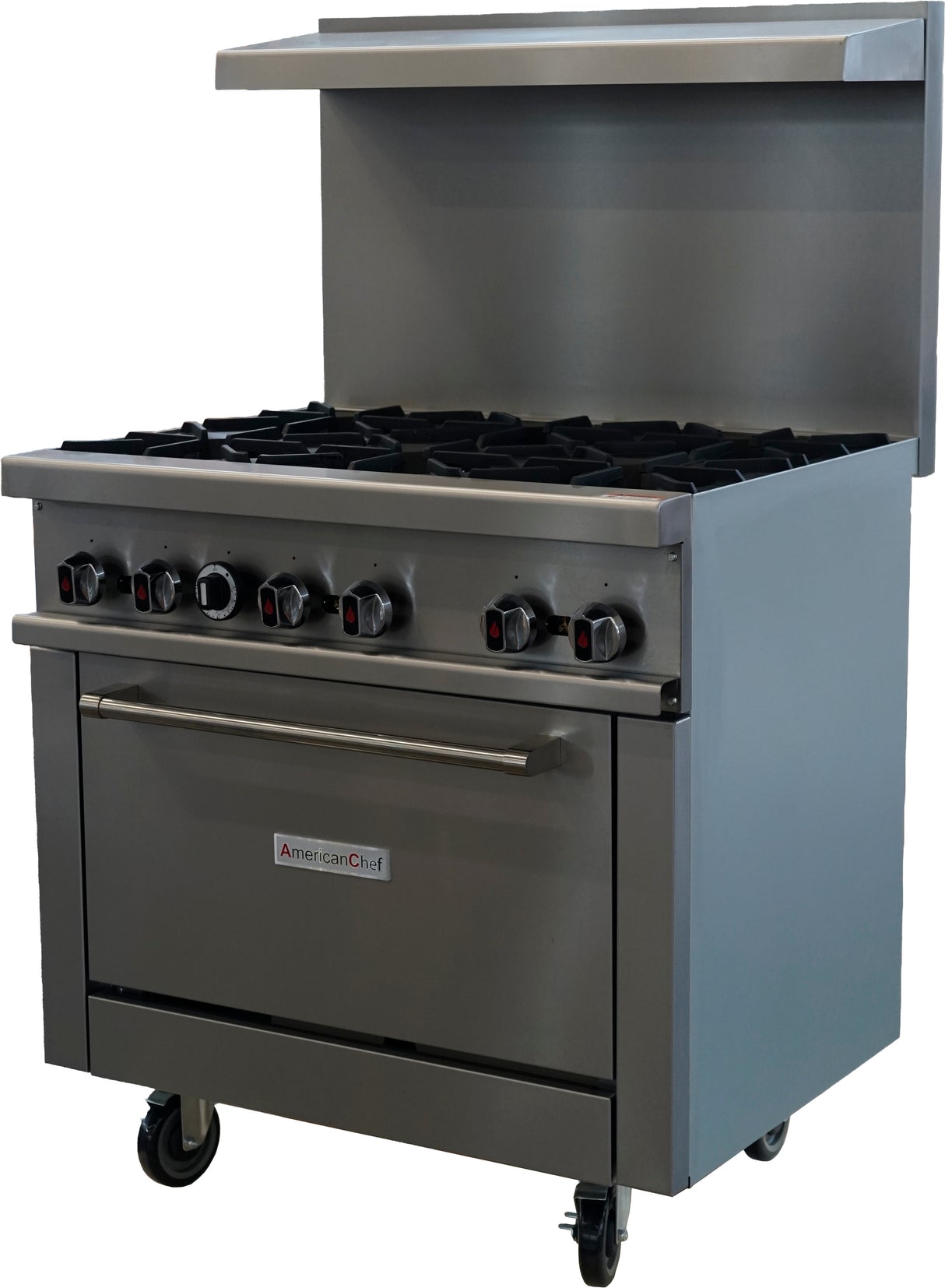 American Chef ACGR36-6B - 36" 6 Burner Gas Range with Standard Oven, natural gas, with casters