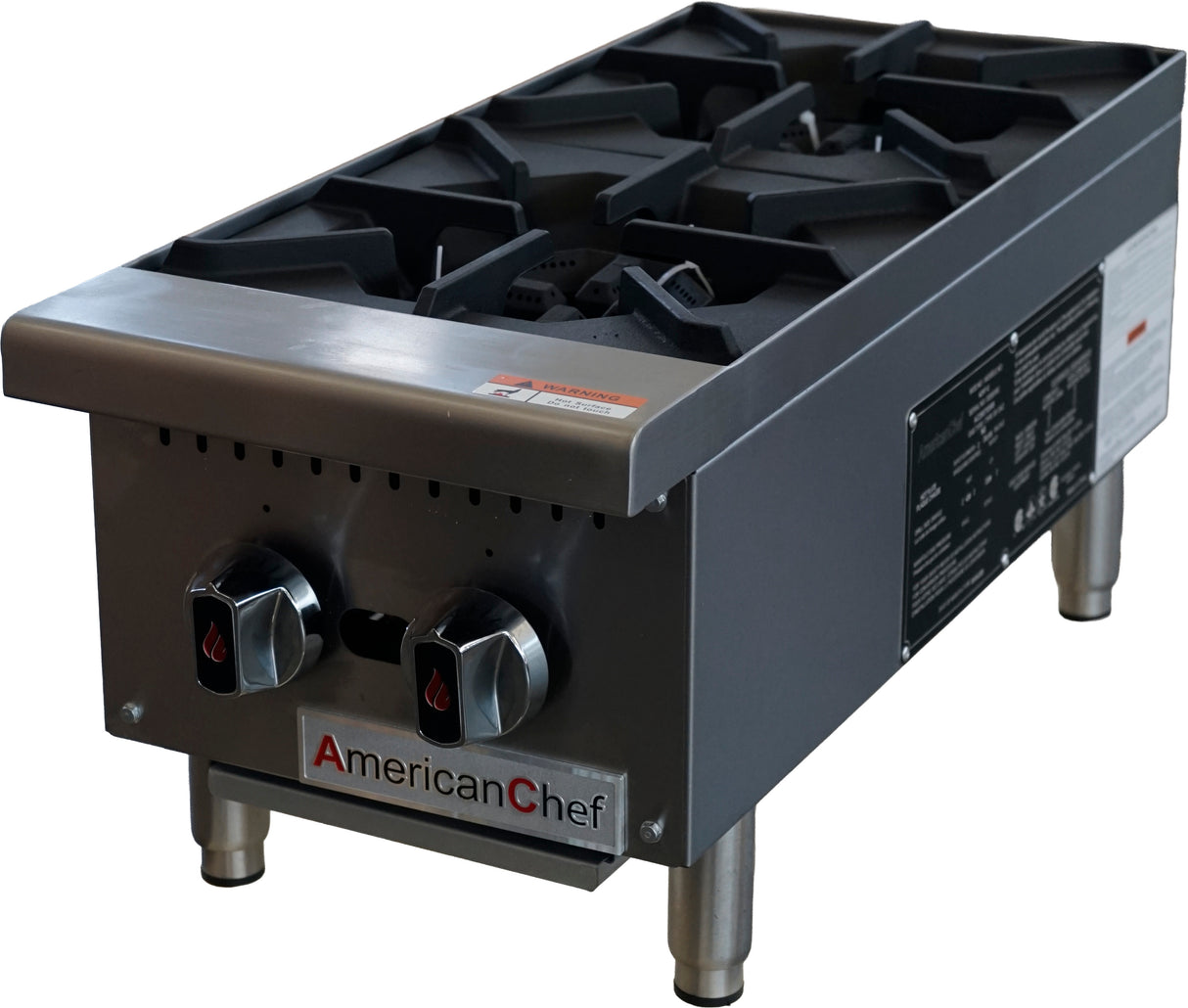 American Chef ACHT-12 - Gas Hotplate 12" 2 Burner, natural gas