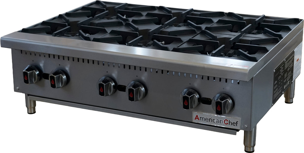 American Chef ACHT-36 - Gas Hotplate 36" 6 Burner, natural gas
