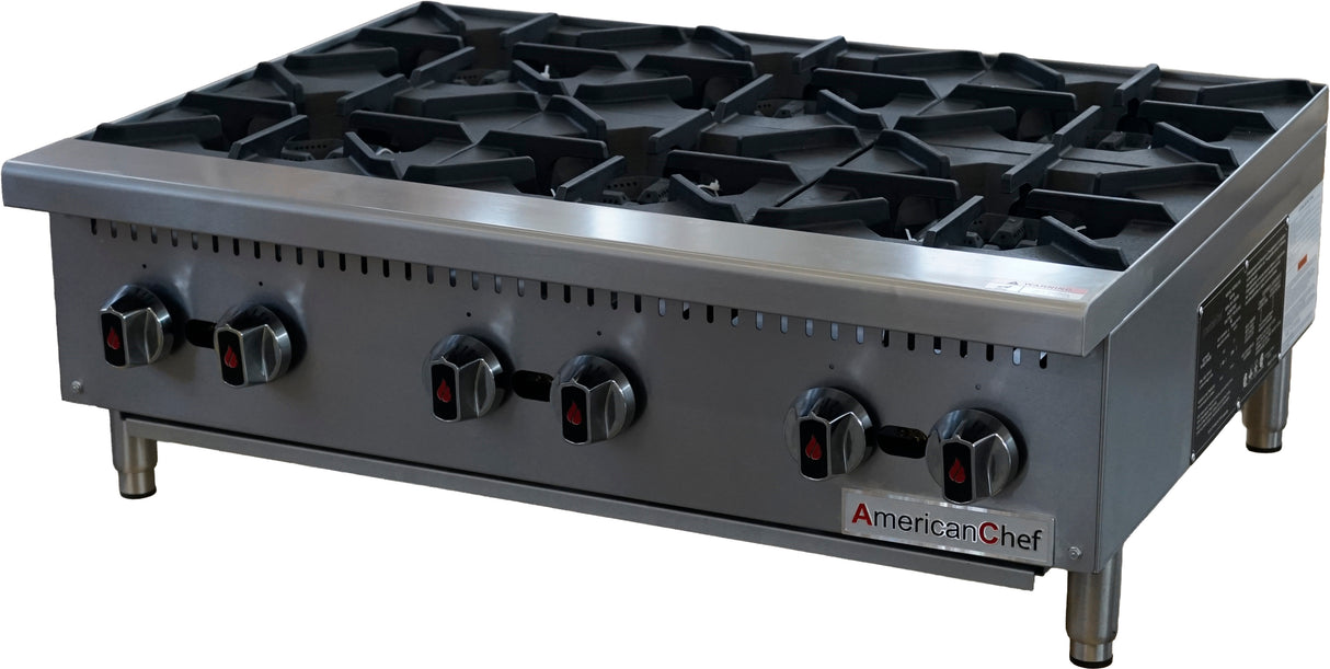 American Chef ACHT-36 - Gas Hotplate 36" 6 Burner, natural gas