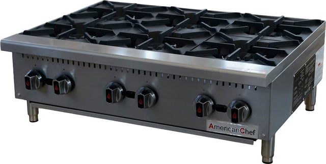 American Chef ACHT-36 - Gas Hotplate 36" 6 Burner, natural gas