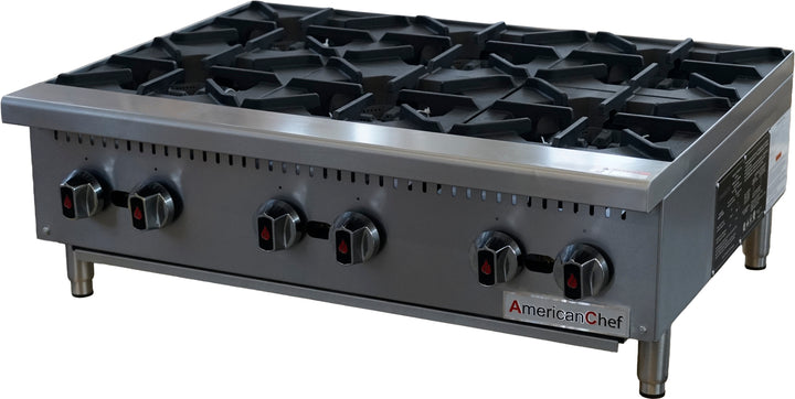 American Chef ACHT-36 - Gas Hotplate 36" 6 Burner, natural gas