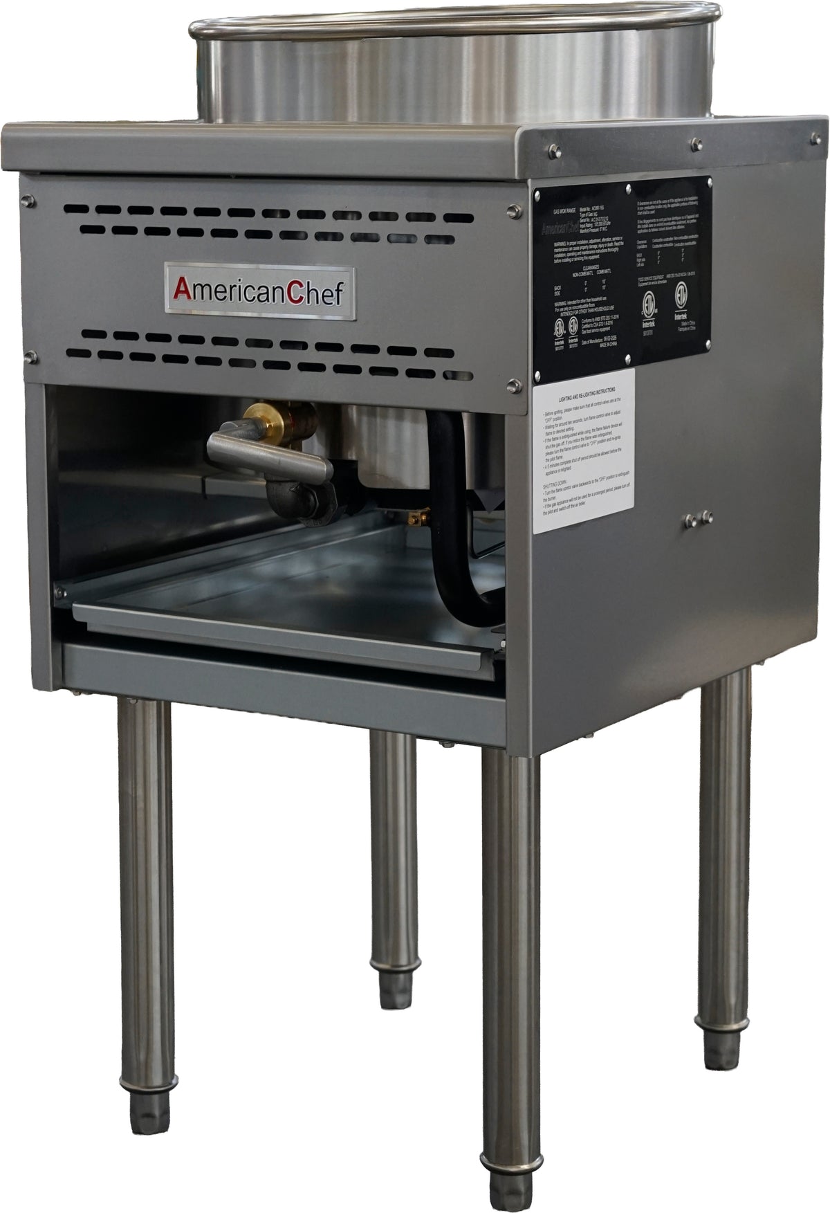 American Chef ACWR-16S - 1 Chamber Wok Range 16" Ring 125000 BTU, natural gas