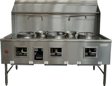 American Chef ACWR-67T - 2 chambers Wok Range with 2 x 13" Ring and 1 x 16" Ring 315000 BTU, natural gas