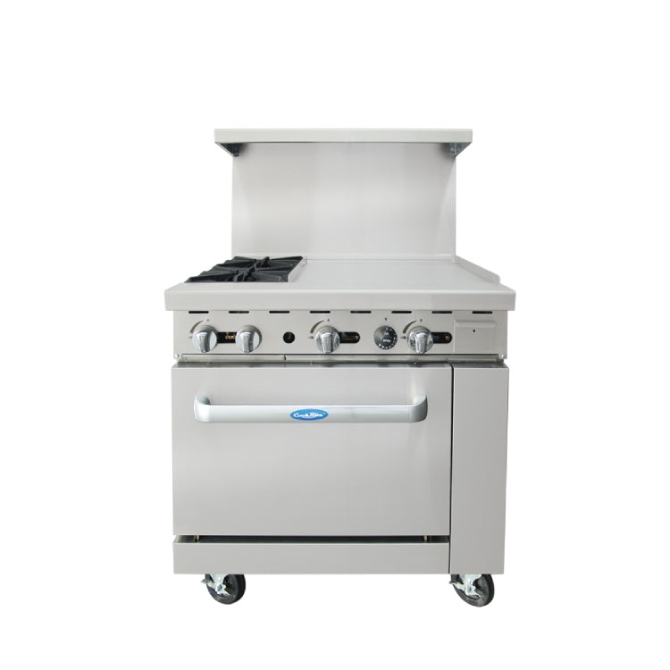 CookRite 36″ Gas Range with Two (2) Open Burners & 24″ Griddle - AGR-2B24GR