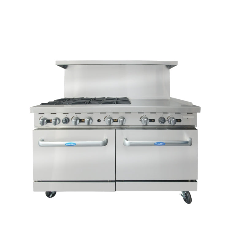 CookRite 60″ Gas Range with Six (6) Open Burners & 24″ Griddle - AGR-6B24GR