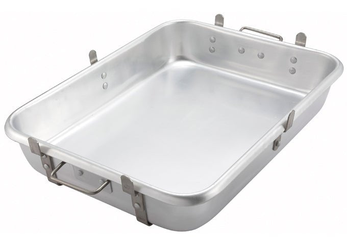 Winco Alrp-1824L Roasting Pan, Straps & Lugs, Aluminum - VRS Restaurant Equipment & Supply Store