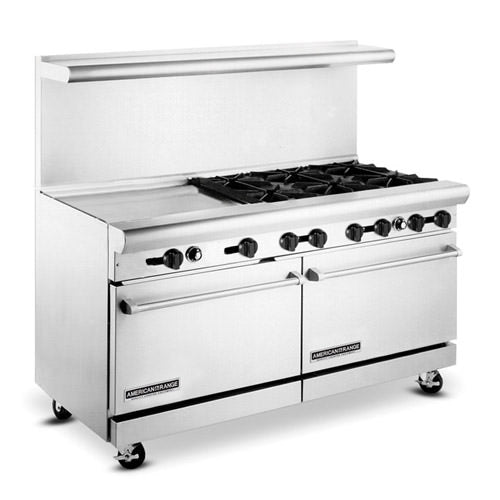 American Range AR24G-6B 60″ Natural Gas Range With 24″ Griddle - VRS Restaurant Equipment & Supply Store