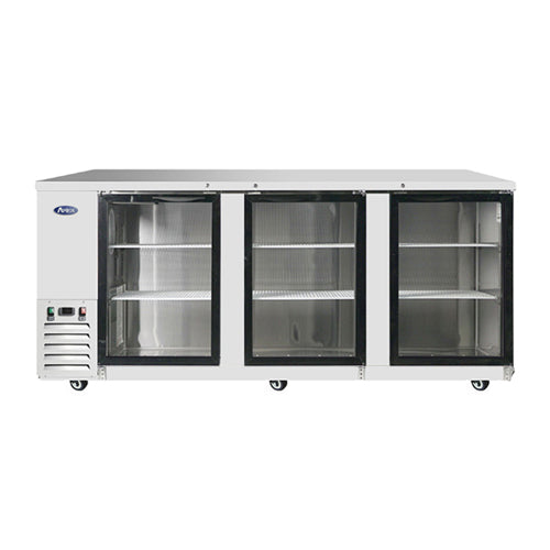 Atosa 90″ Back Bar Cooler Three Door with Glass Doors - MBB90GGR - VRS Restaurant Equipment & Supply Store