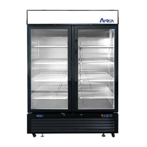 Atosa 54" Black Cabinet Two Glass Door Merchandiser Freezer - MCF8721ES - VRS Restaurant Equipment & Supply Store